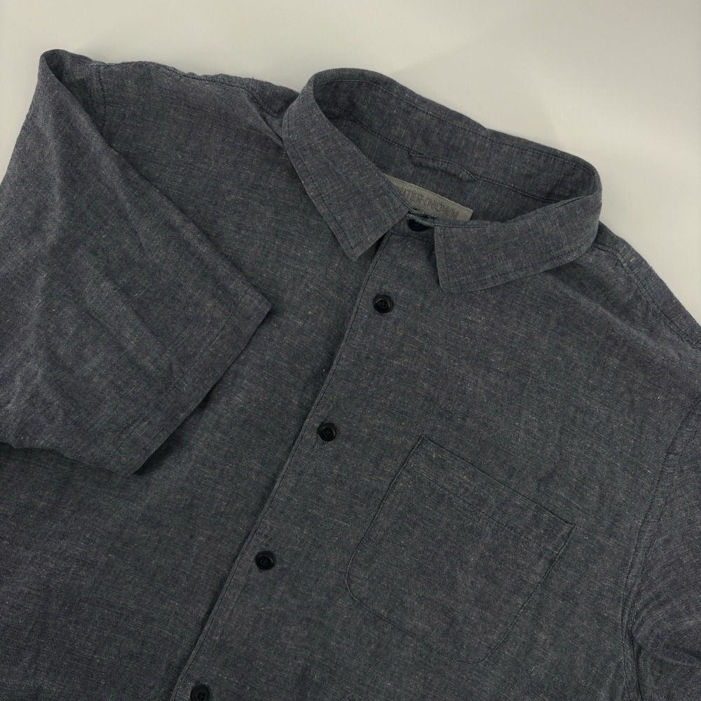 Outerknown Shirt Mens Extra Large Blue Chambray Button Up Short Sleeve Hemp